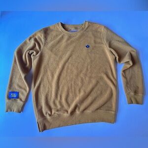 Dutch Bros Coffee Sweater Mens Yellow Sweatshirt Fleece Logo Crew Neck Size M